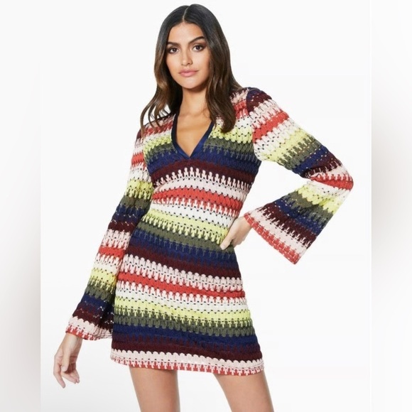 Ramy Brook Dresses & Skirts - Ramy Brook Jamie Striped Crochet-lace Dress